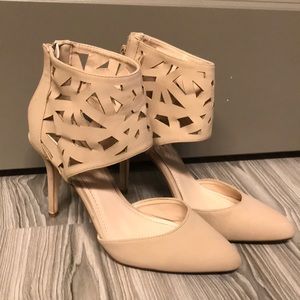 Nude heels with cutout ankle detail